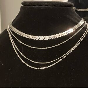 INC Silver Tone Layered Necklace